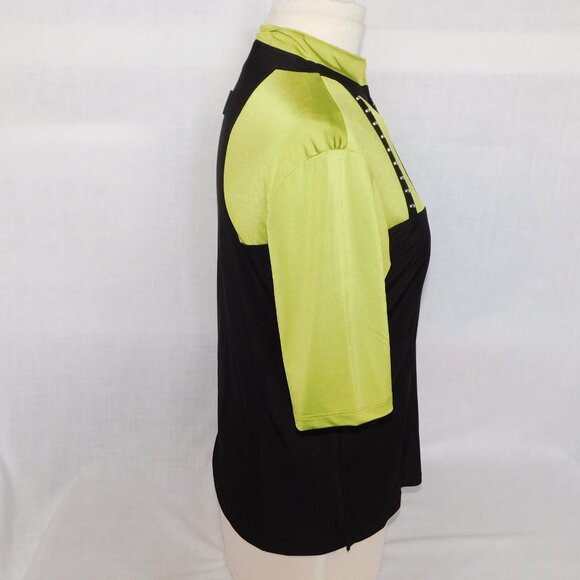 Jamie Sadock Womens M Black Green 1//4 zip mock neck studded Golf Polo Shirt - Picture 7 of 9